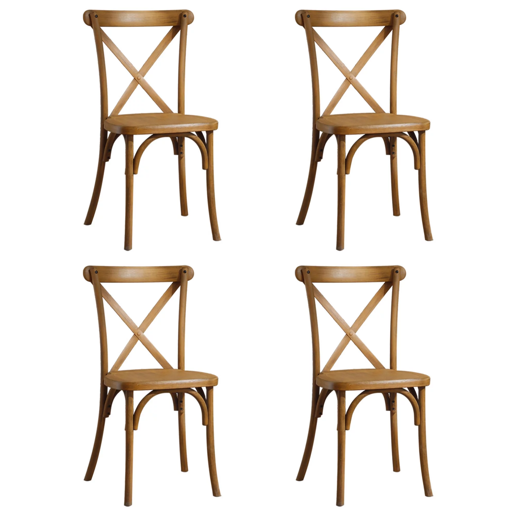 4-Pack Resin X-Back Chair, Natural