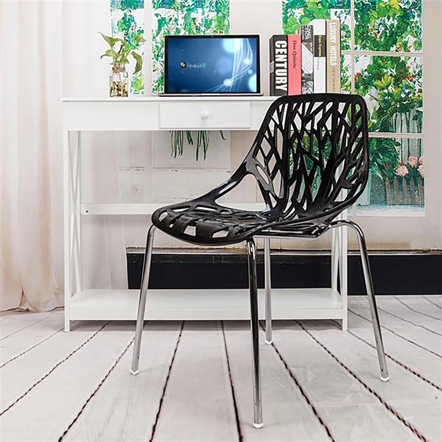 4pcs Bird's Nest Style Lounge Chair Black