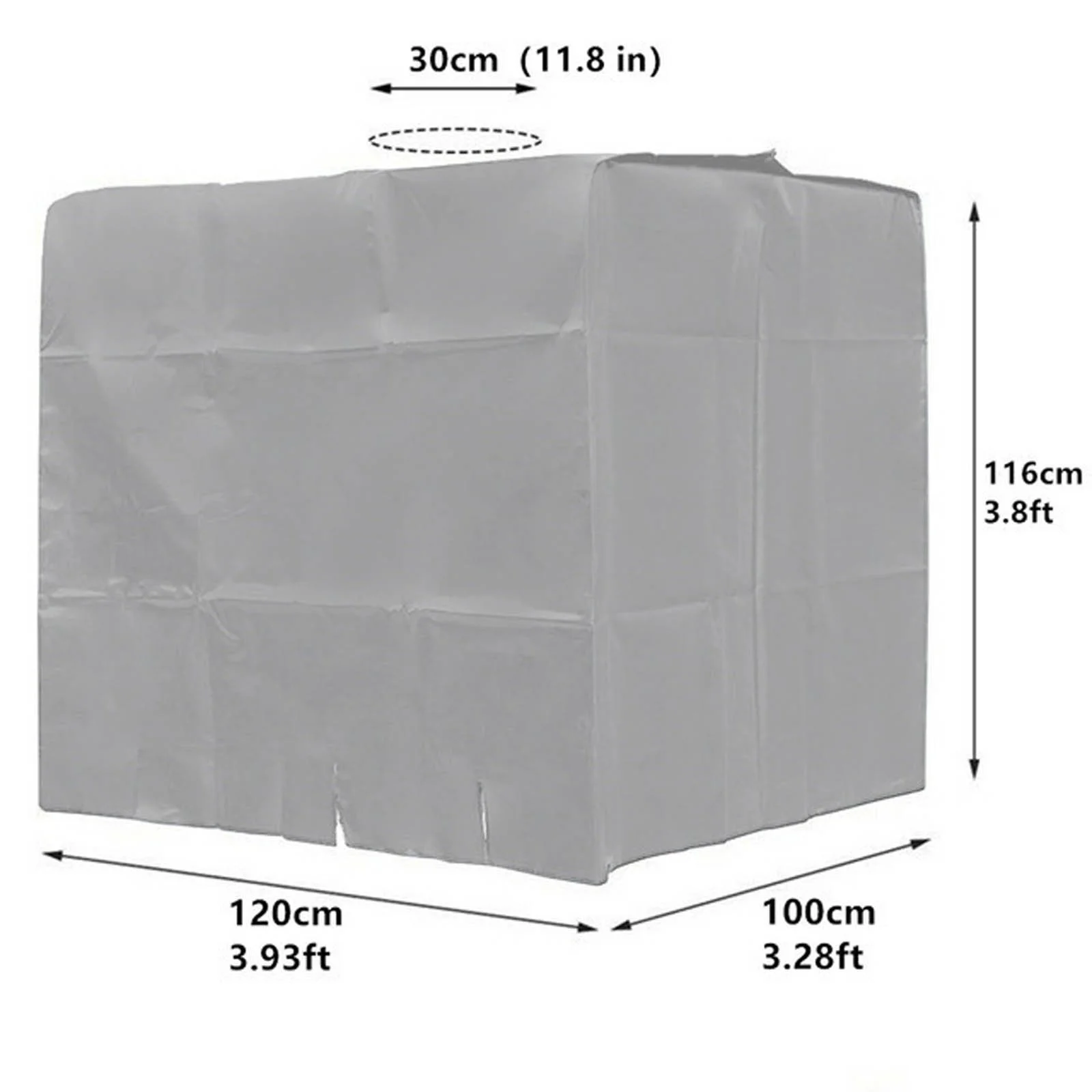 Replio 1000l Tank IBC Rain Water Tank Sun Tank And Cover Cloth 116 X 100 X 120 Cm Silver Gray