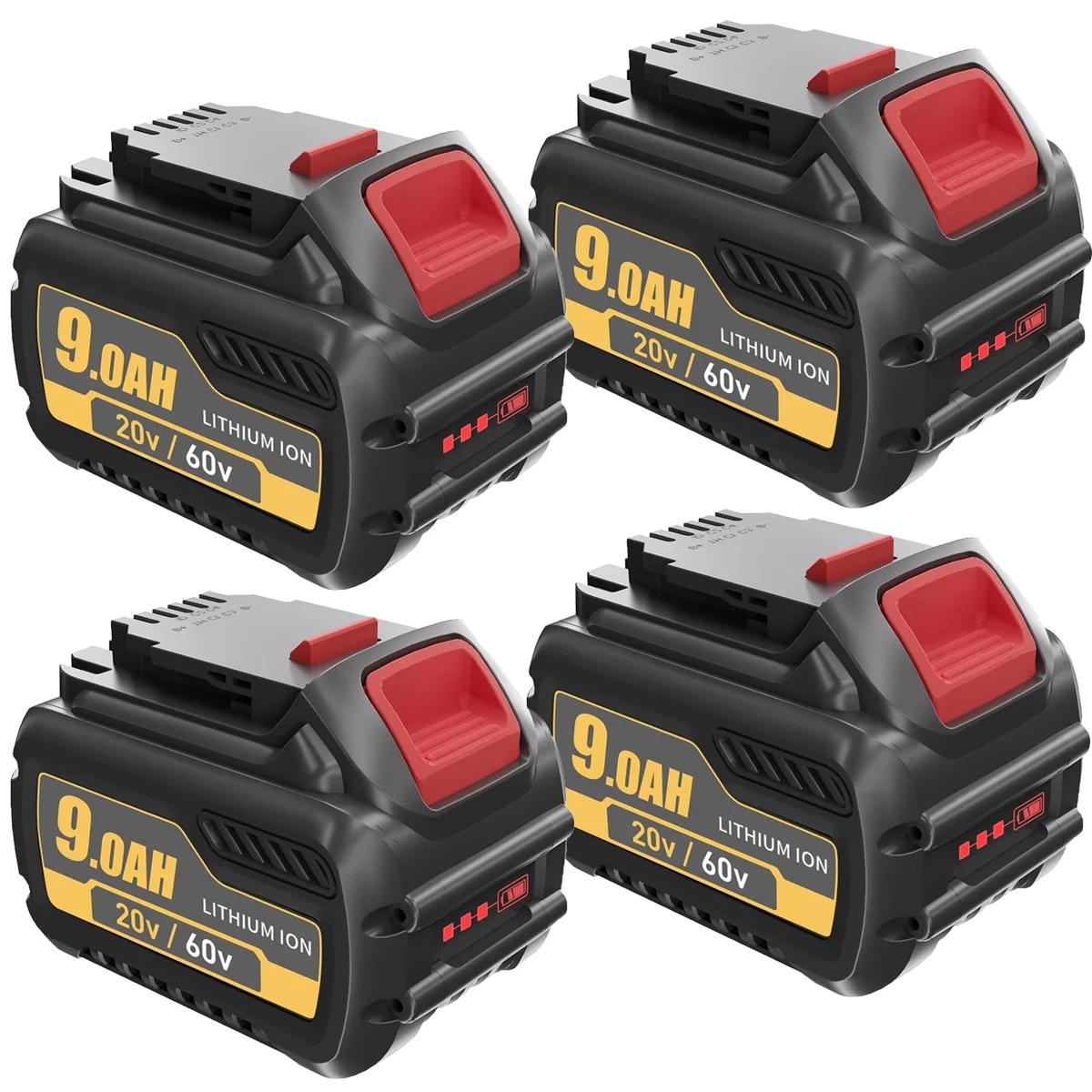 4Pack 9.0Ah 20V/60V Replacement for Dewalt 60V Battery DCB609 DCB606 DCB612 20V/60V MAX Cordless Power Tools