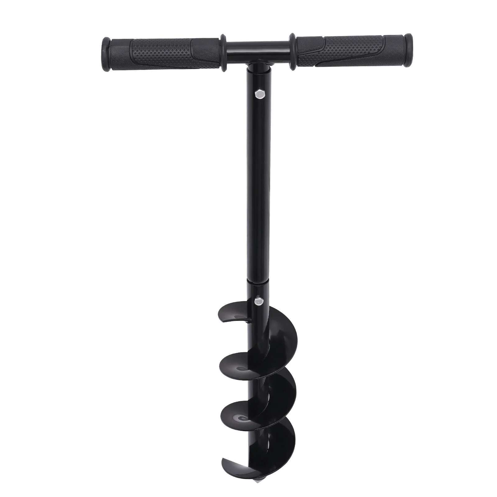 Hand Post Hole Digger T-shaped Earth Garden Auger Drill with Non-Slip Handle,Single Blade, Spiral