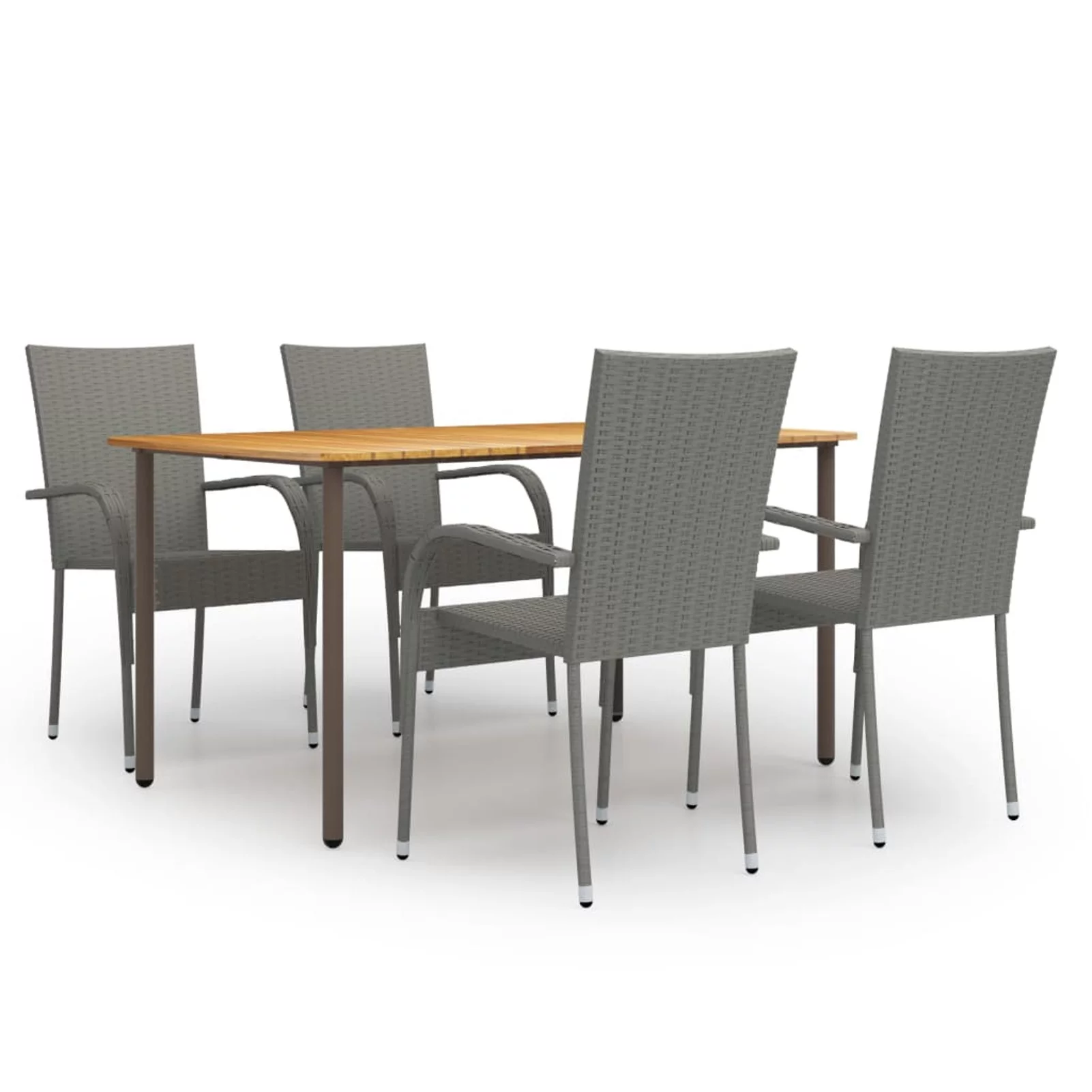 Walmeck 5 Piece Patio Dining Set Poly Rattan Gray