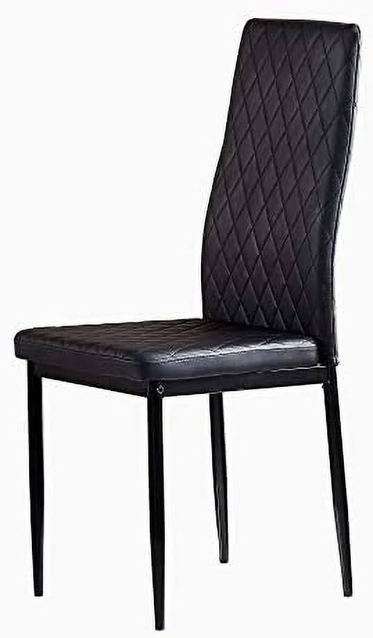 ZWNLKQG Set of 6 Leather Dining Chairs Set  with Upholstered Cushion & High Back  Powder Coated Metal Legs  Rhombus Pattern Seats  Household