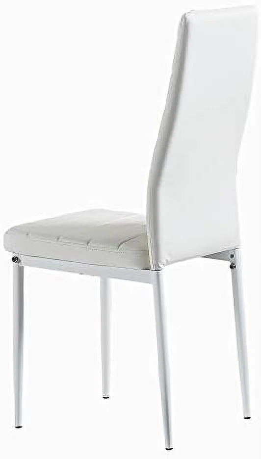 NLTBONNIE Set of 6 Leather Dining Chairs Set  with Upholstered Cushion & High Back  Powder Coated Metal Legs  Rhombus Pattern Seats  Household