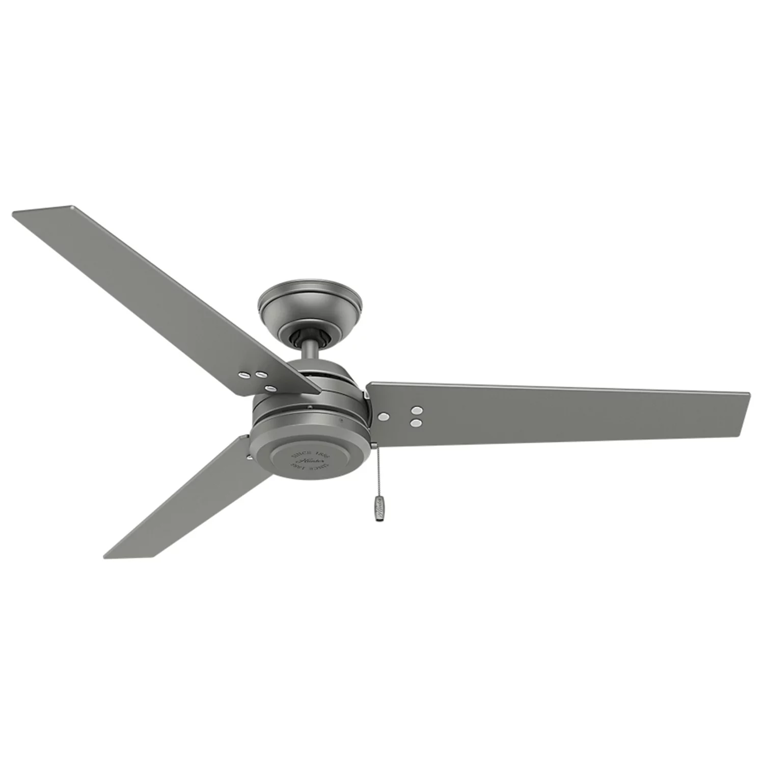 Hunter 59262 Cassius 52-Inch Outdoor Ceiling Fan (Matte Silver/Black Willow Reversible Blades with Matte Silver Finish) & 99301 Matte Silver Downrod (12-Inch)