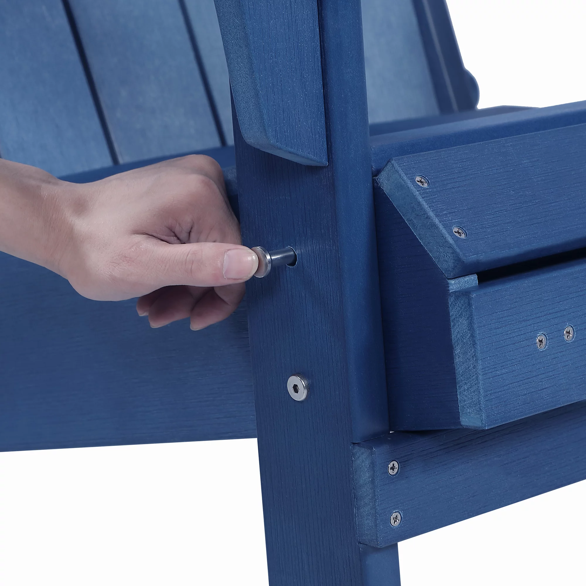 Hurley Stanton Drew Plastic/Resin Folding Adirondack Chair with Ottoman (Navy Blue)