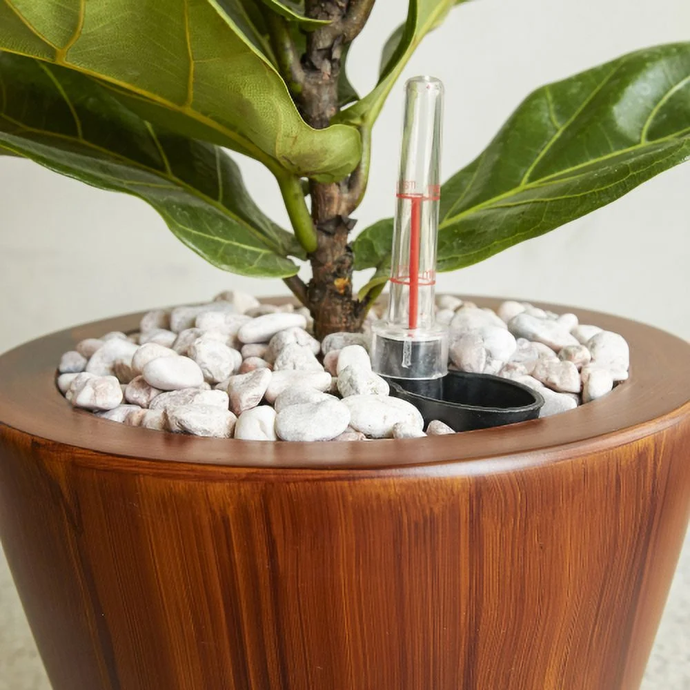 Zateety 2-Pack 10 in.Dark Wood Plastic Self-watering Planter Pot