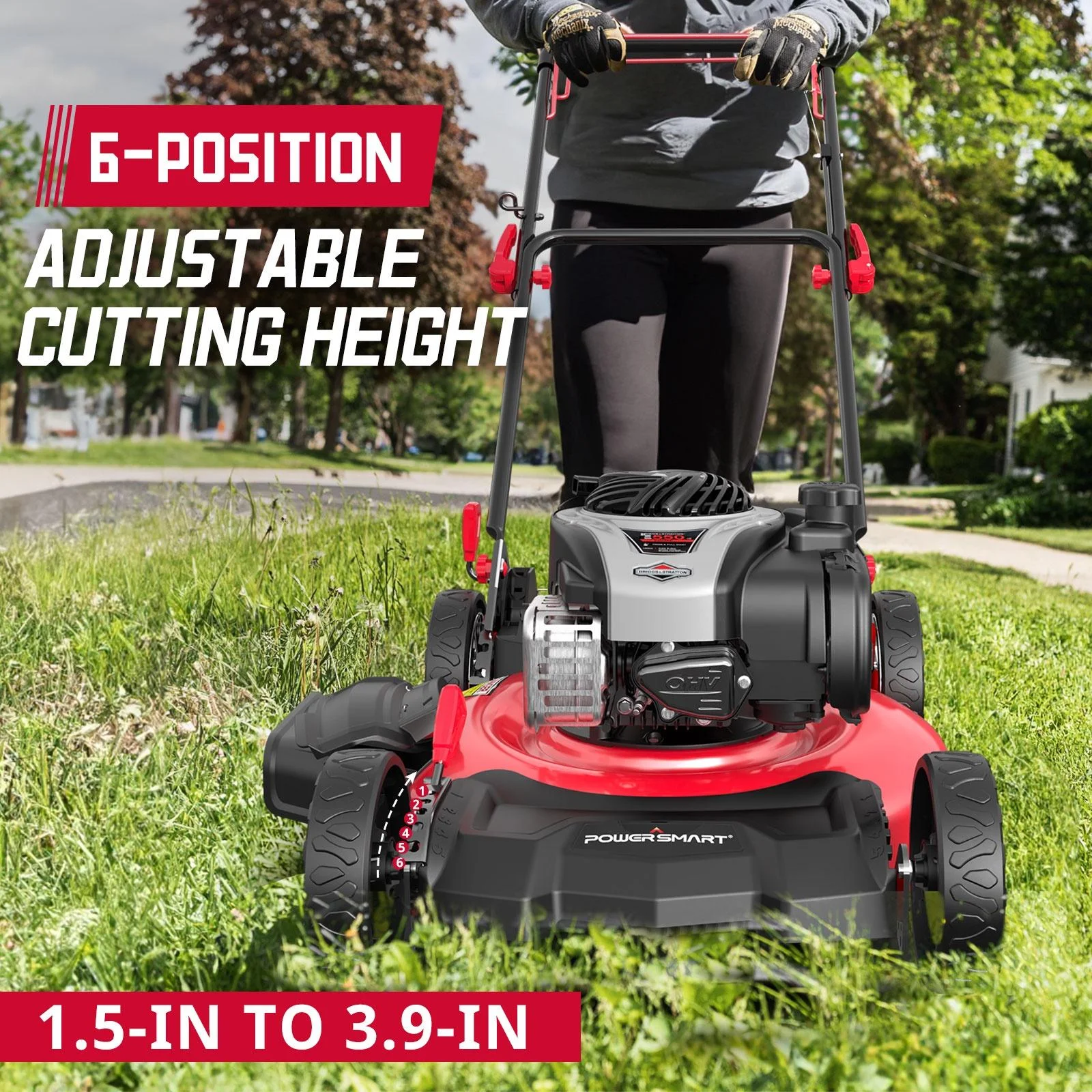 PowerSmart Self-Propelled Gas Powered 22 inches 3-in-1 Lawn Mower with 140cc B&S Engine
