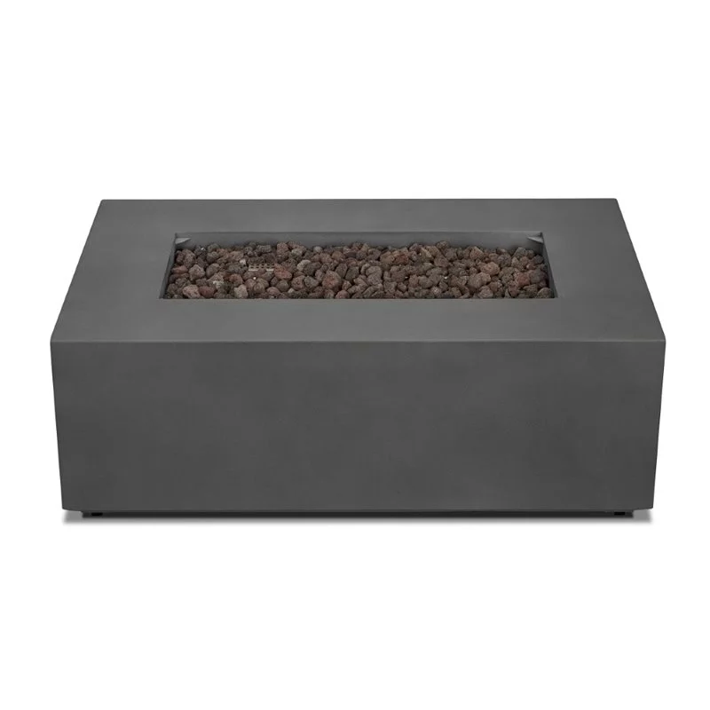 Home Square 2-Piece Set with Small Fire Table and Fire Glass in Slate/Black