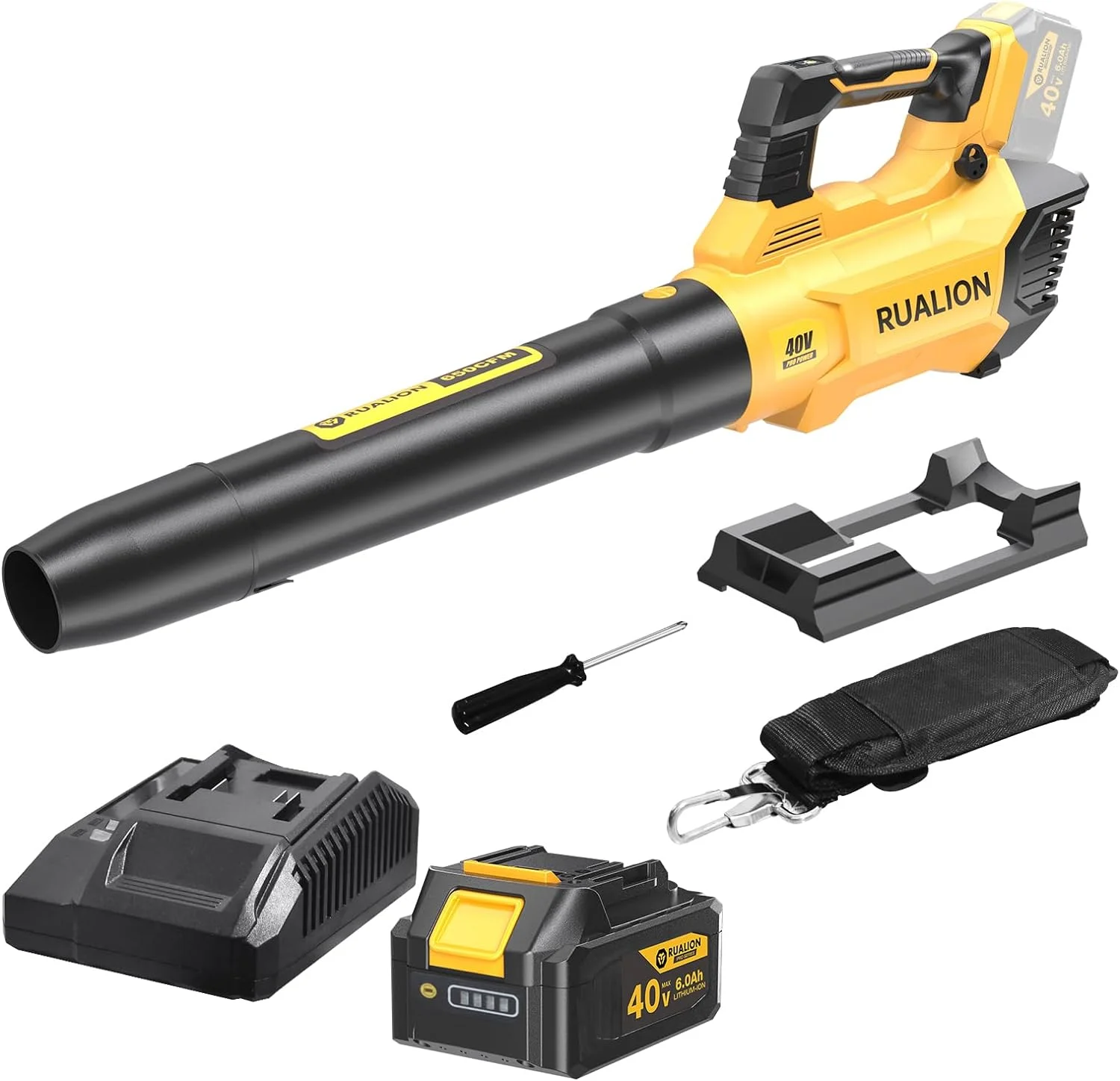 RUALION Leaf Blower Cordless Up to 620 CFM 180 MPH-40V Electric Cordless Leaf Blowers with 6.0 Ah Battery and Charger-Battery Powered Blowers for Lawn Care, Patio, Blowing Leaves