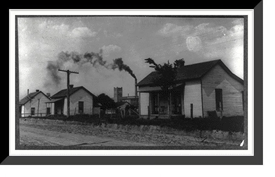 Historic Framed Print, Tupelo (Miss) Cotton Mill and Village. Conditions rather good. Location: Tupelo, Mississippi., 17-7/8