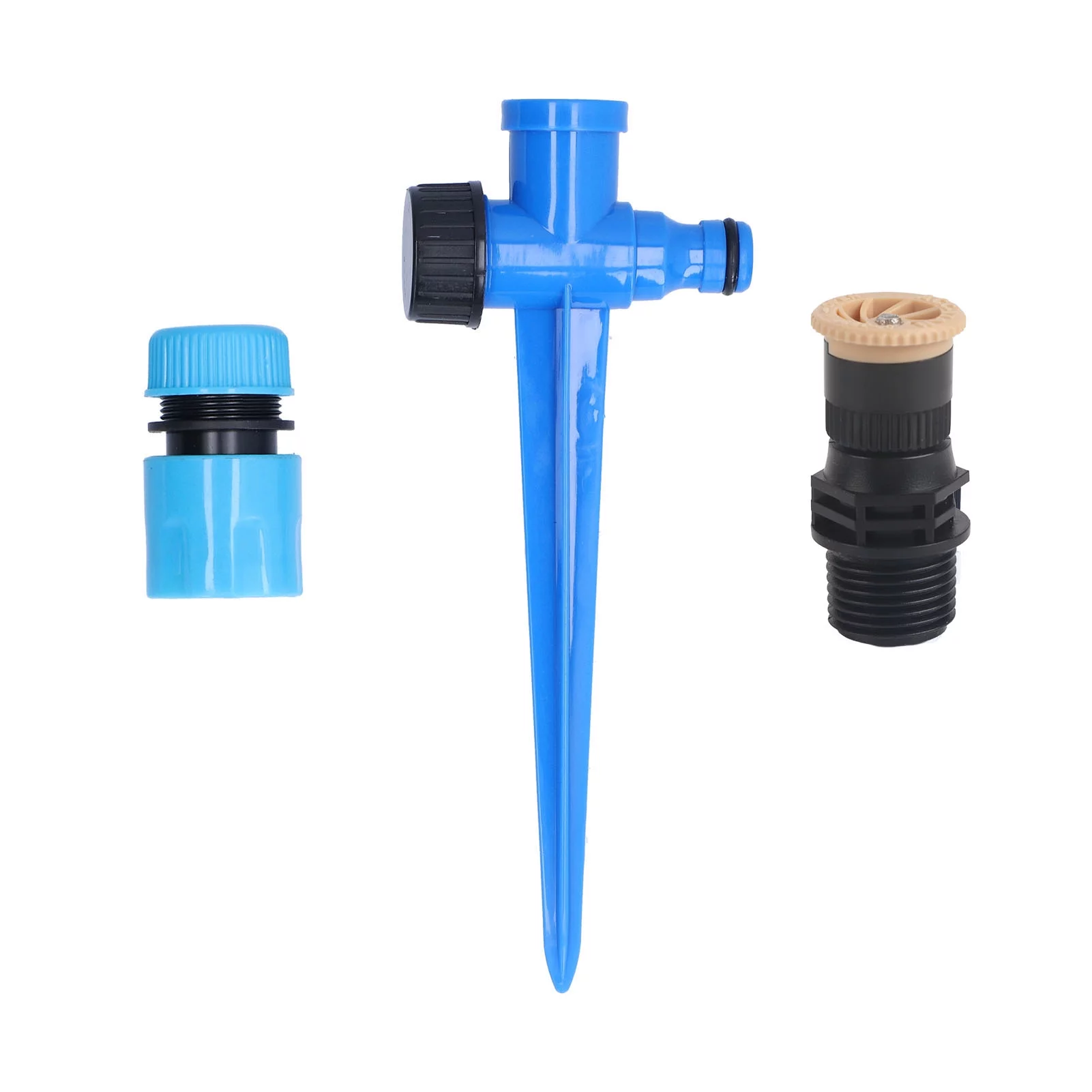 Goldmeet Lawn Sprinkler 1/2 in 360° Rotatable Adjustable Irrigation Sprayer with Ground Spike for Fruit Trees Shrubs Greenhouses