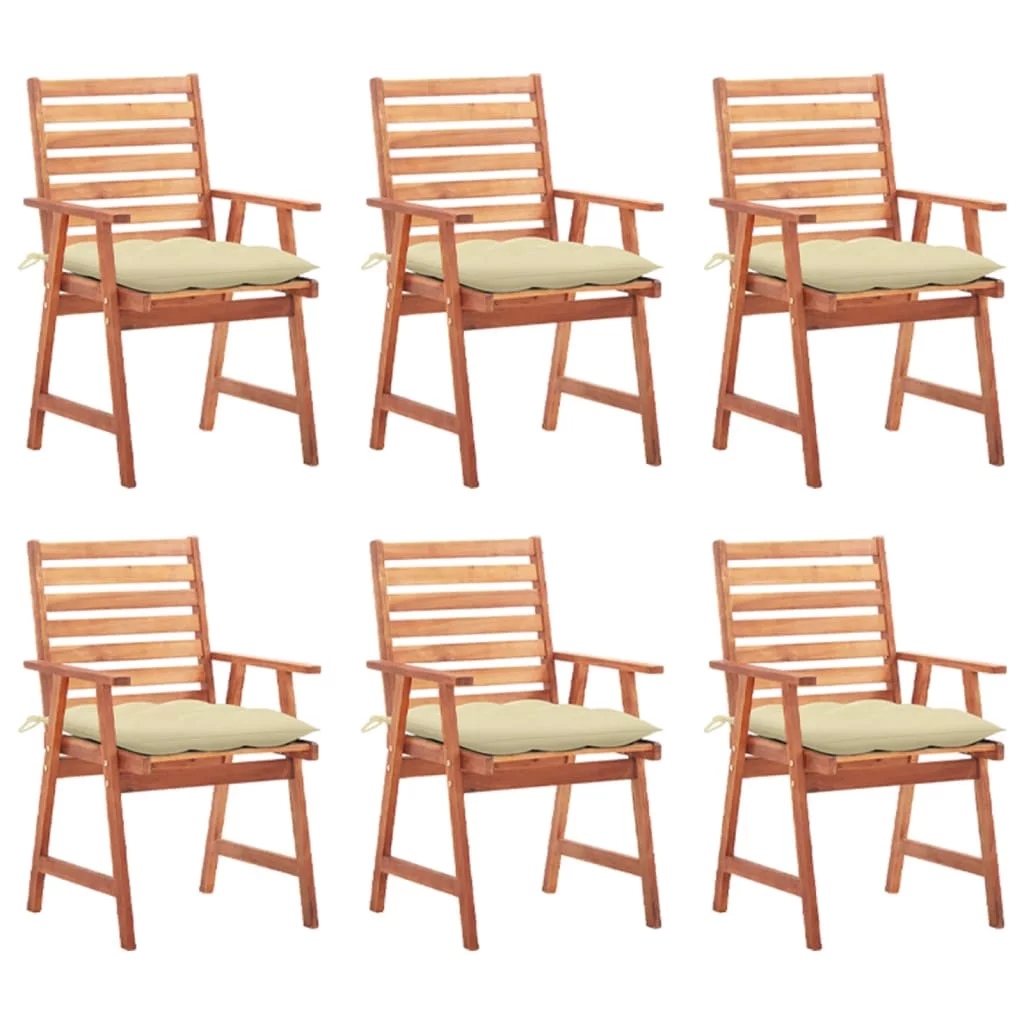 Patio Dining Chairs 6 pcs with Cushions Solid Acacia Wood