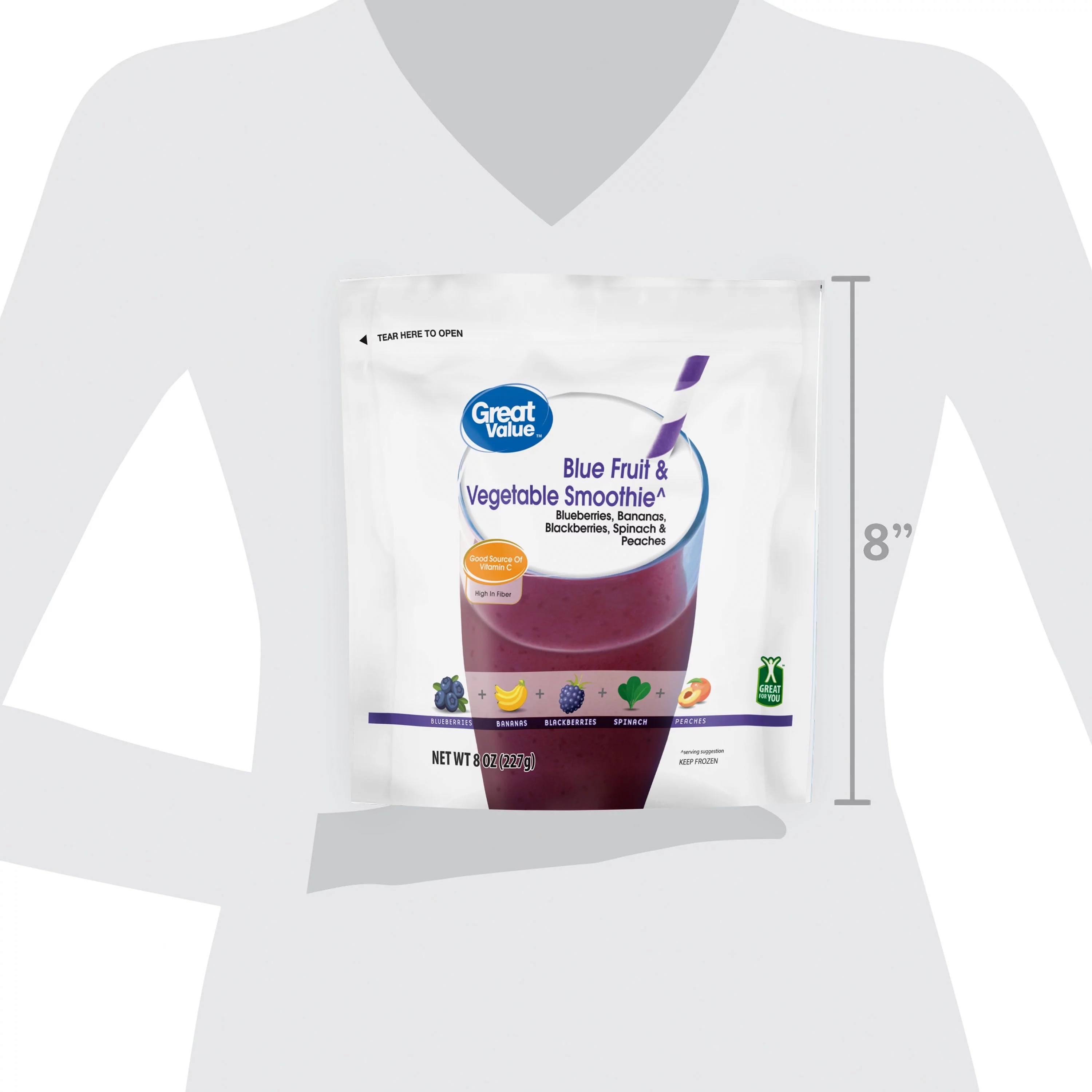 Great Value Blue Fruit & Vegetable Smoothie, 8 oz