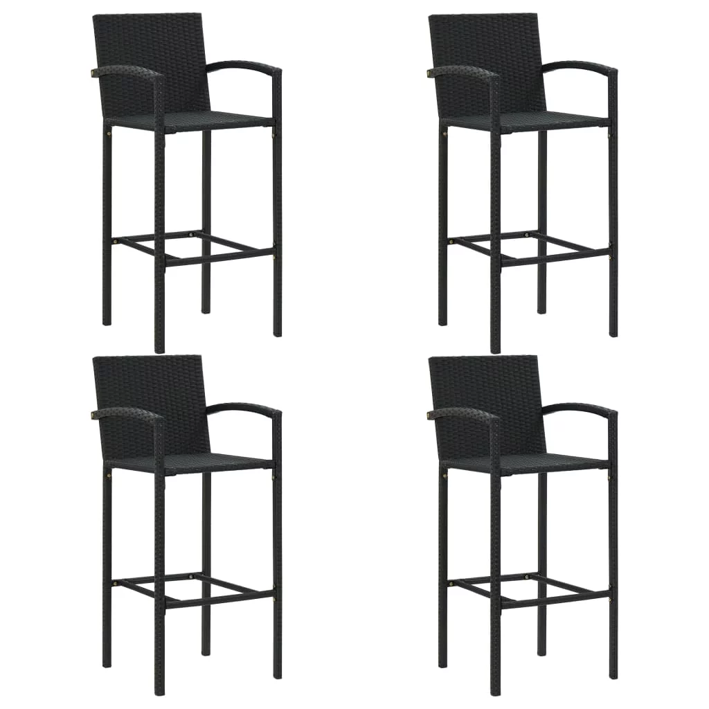 Aibecy 5 Piece Patio Bar Set with Armrest Poly Rattan Black