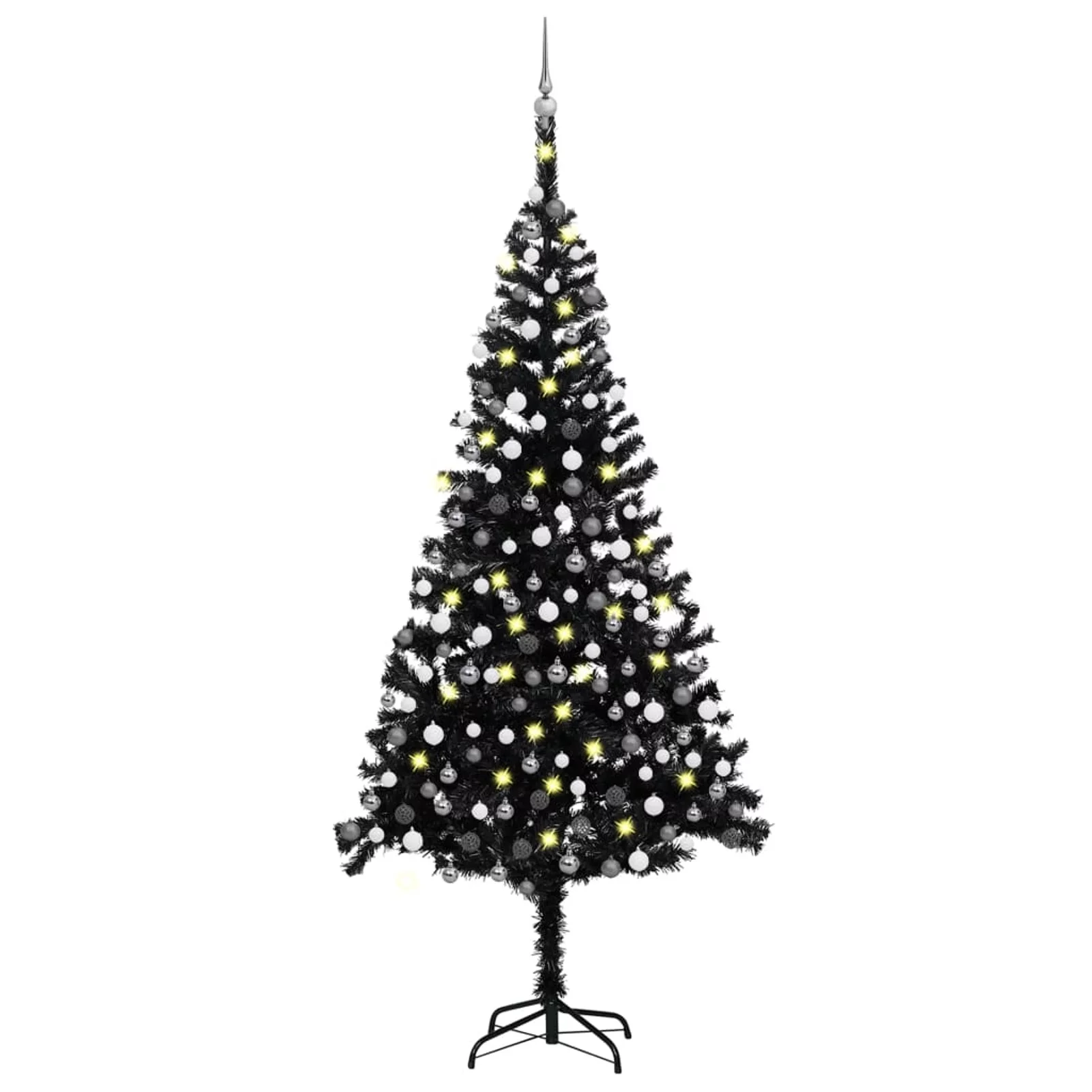 Walmeck Artificial Christmas Tree with LEDs&Ball Set Black 94.5