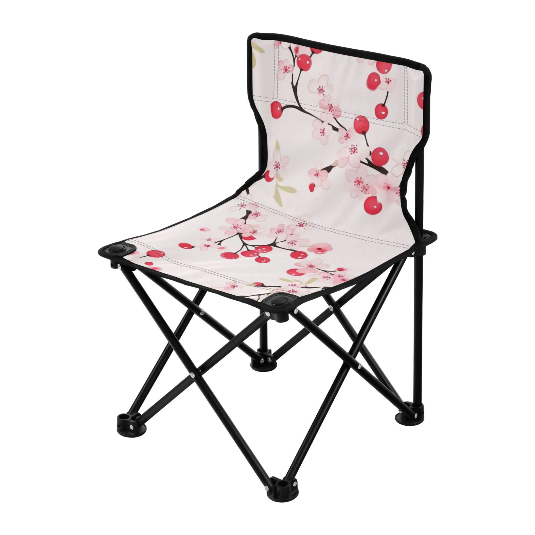 Flowers Cheery Floral Portable Camping Chair Small for Kids Outdoor Folding Beach Chair Fishing Chair Lawn Chair with Carry Bag