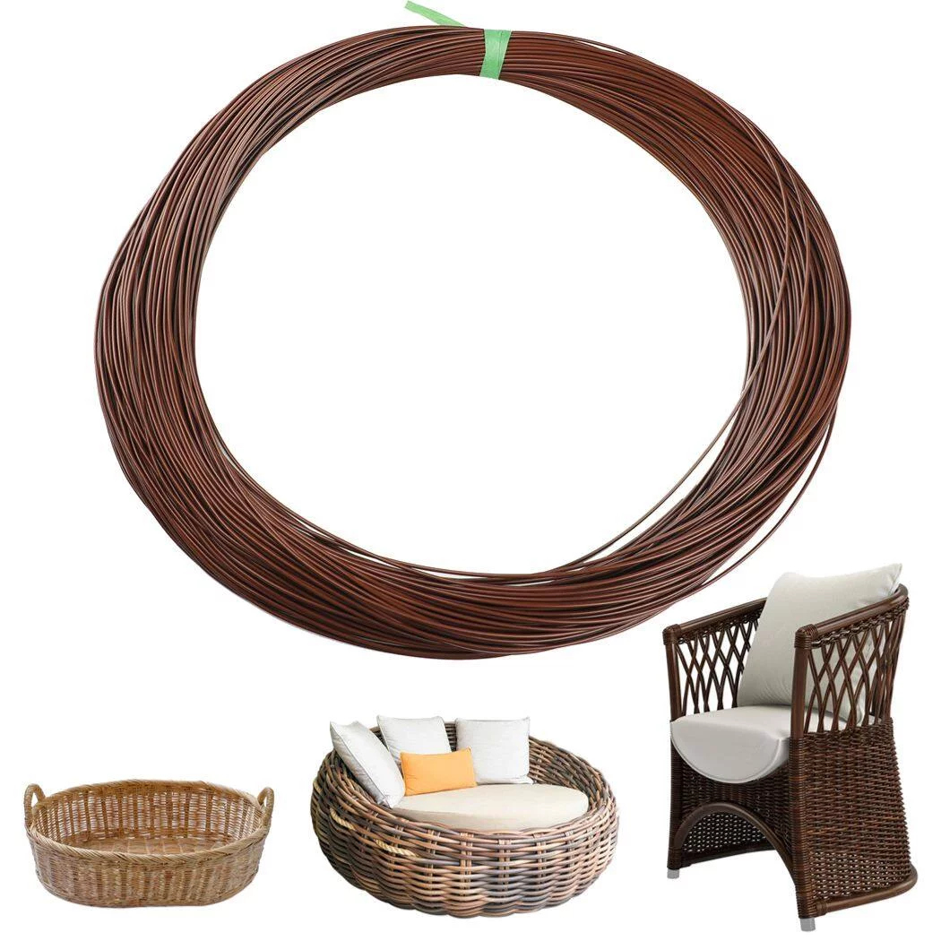 Wicker Repair Kit, 90m/295ft Synthetic Rattan, Basket DIY Weaving Round Fix Wicker, Polyethylene Plastic Repairing Material for Patio Furniture Chair Table(Coffee)