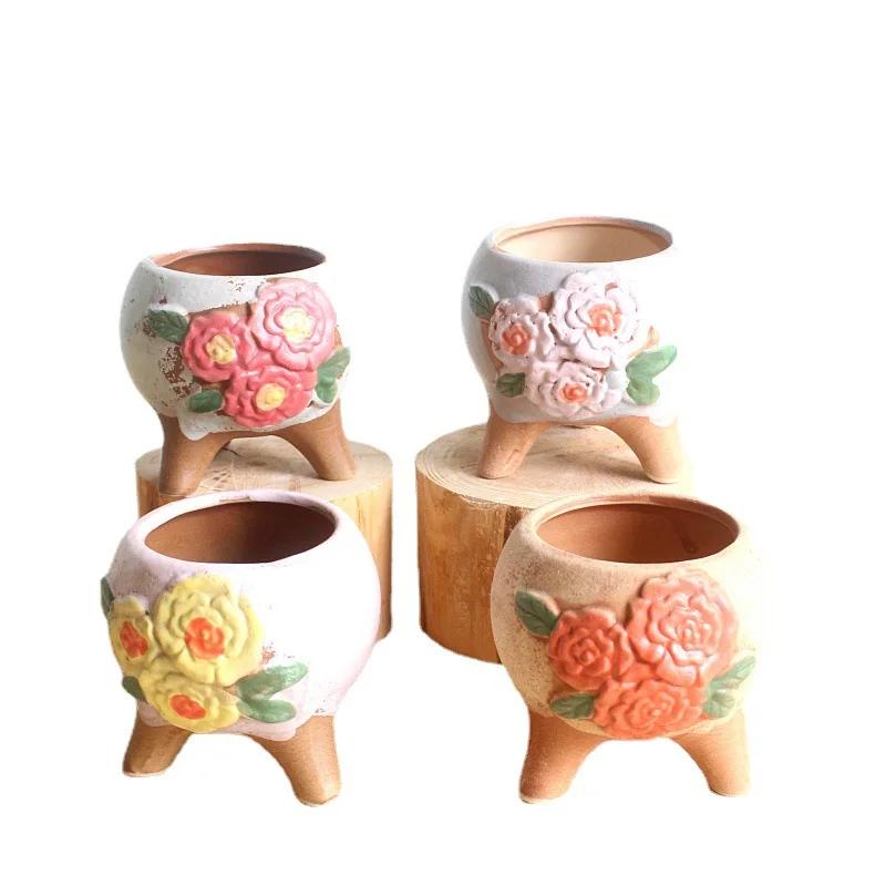 Hand-Painted Ceramic Succulent Planter - Small Succulent Plant Pot Thumb Pot