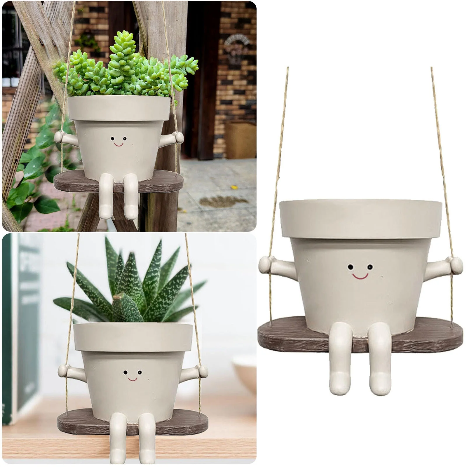 Replio Swing Face Planter Pots Wall Hanging Head Planters Face Resin Flower Pot Creative Succulents Pot For Indoor Outdoor Home Decor & Gifts