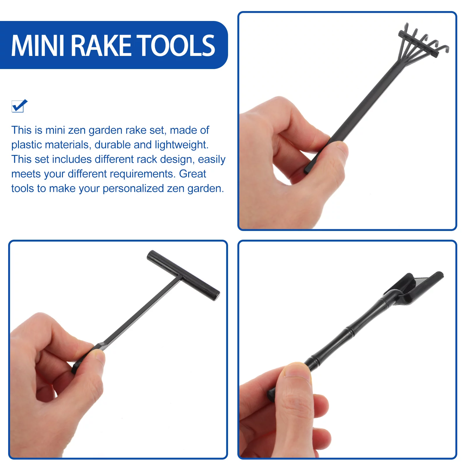 Zen Sand Table Rake Garden Sandbox Tools with Lid Mini Plastic Office