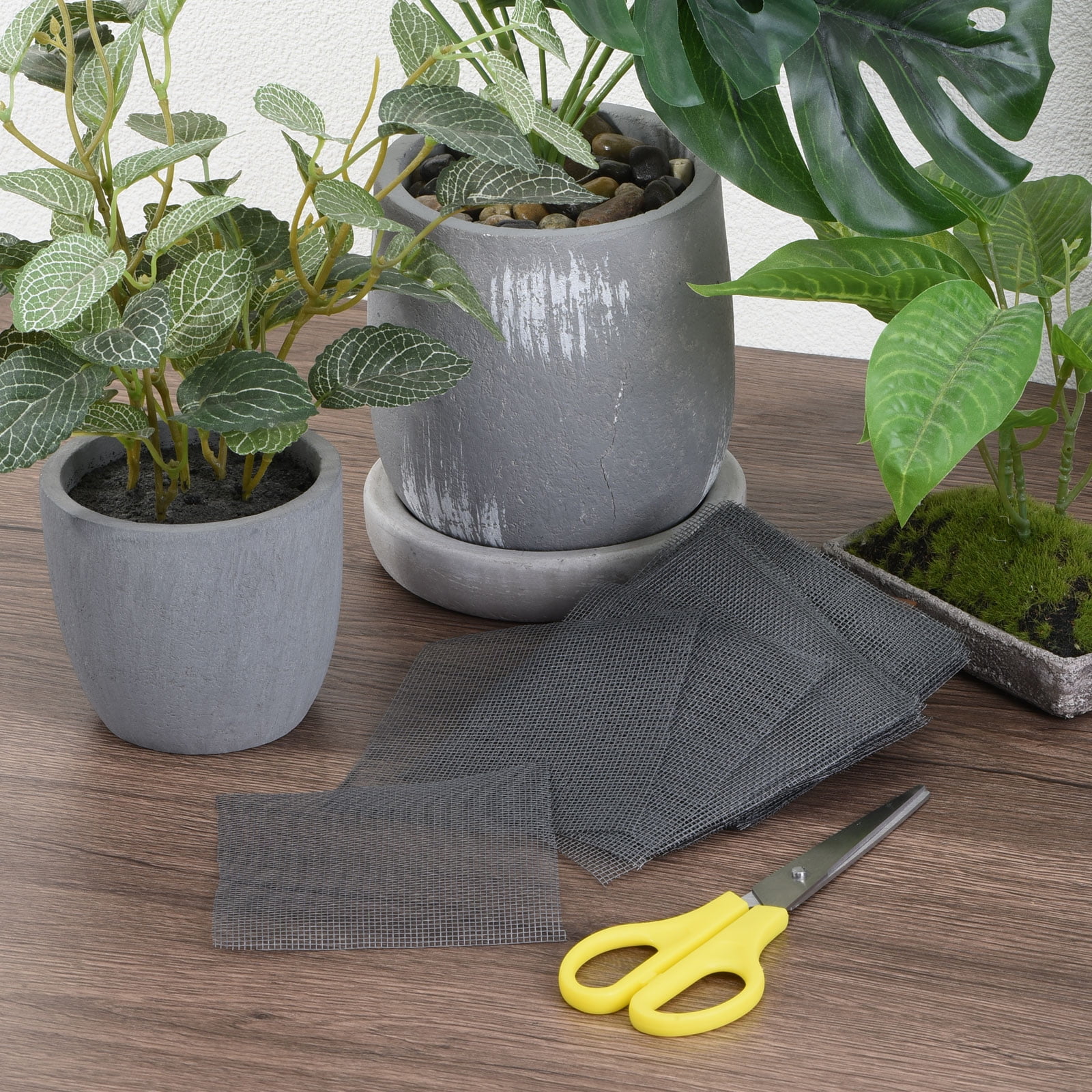 Uxcell Flower Pot Hole Mesh Pad, 4 x 4 Inch Square Drainage Hole Screen Bottom Grid Mat, Gray 100 Pack