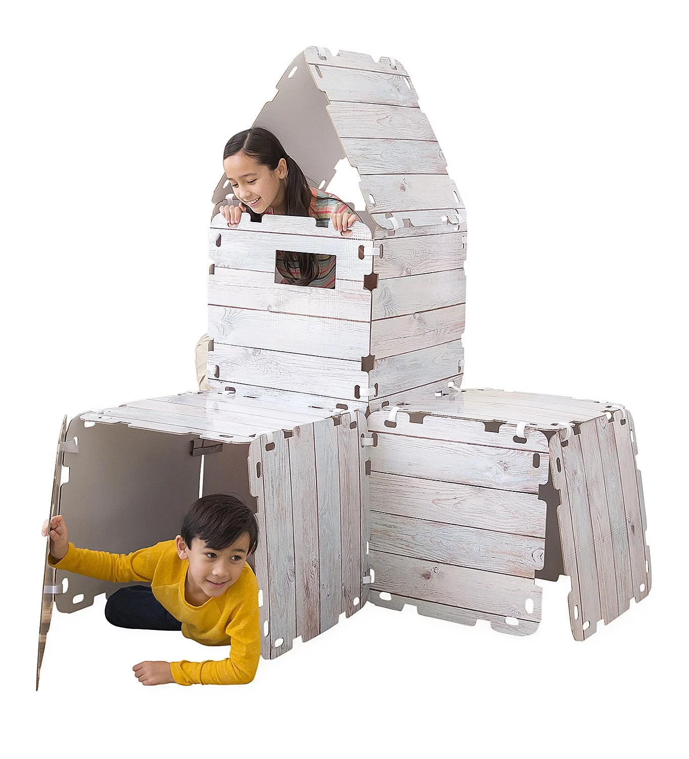 HearthSong 16-Panel Shiplap Fantasy Forts&nbsp;Indoor Building Kit with Hook and Loop Tape