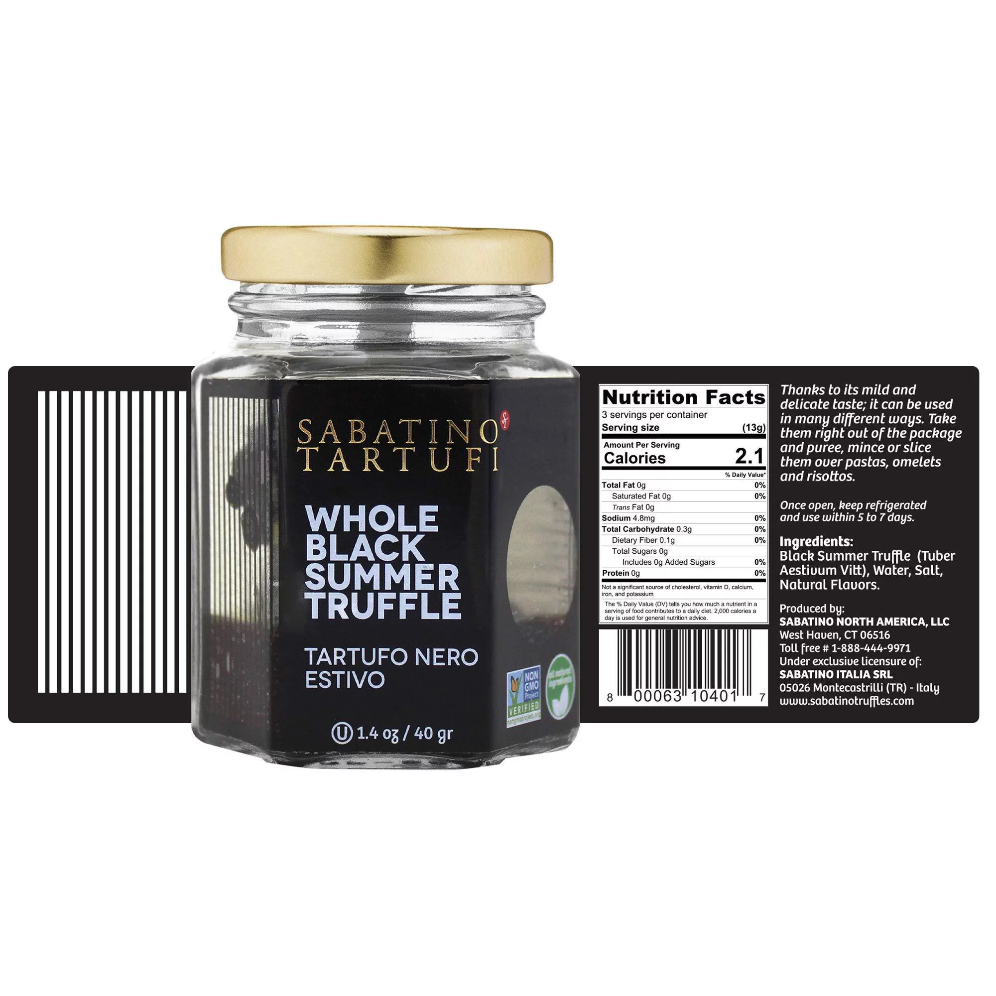 Sabatino Pronto Sabatino Tartufi, Whole Black Summer Truffle - Case Of 6 - 1.4 Oz
