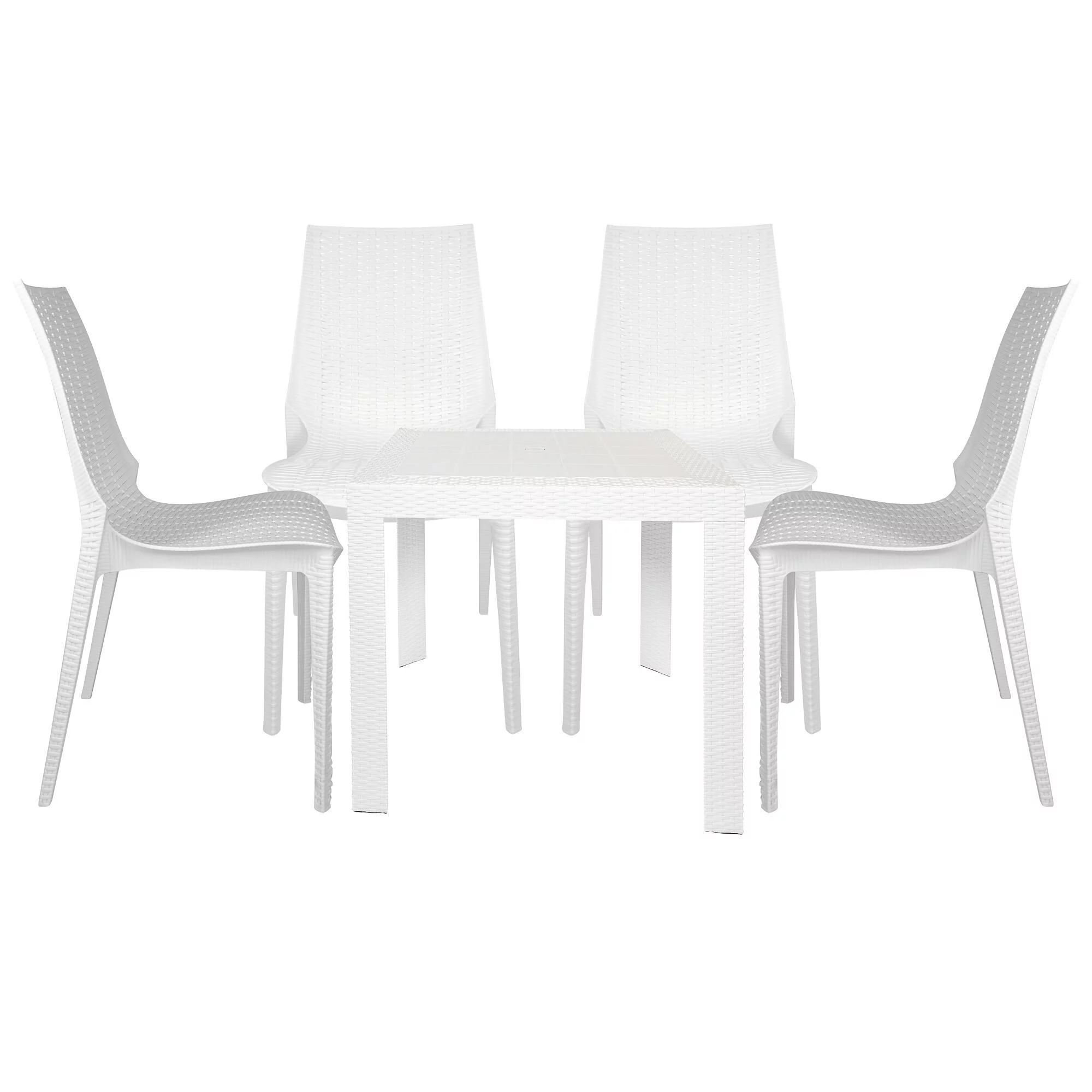 LeisureMod  Kent Modern Weave Design 5-Piece Outdoor Patio Dining Set - 28