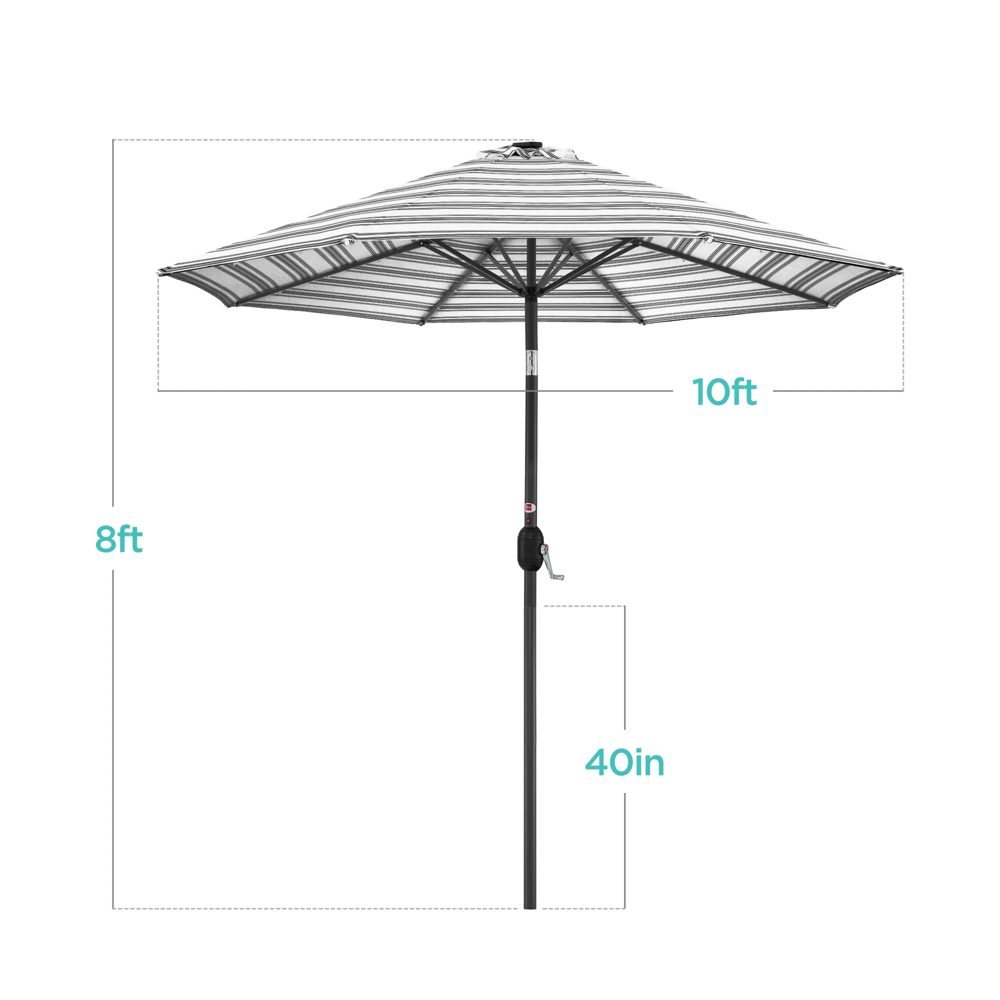 Best Choice Products 10ft Solar LED Lighted Patio Umbrella w/ Tilt Adjustment, UV-Resistant Fabric - Striped Black