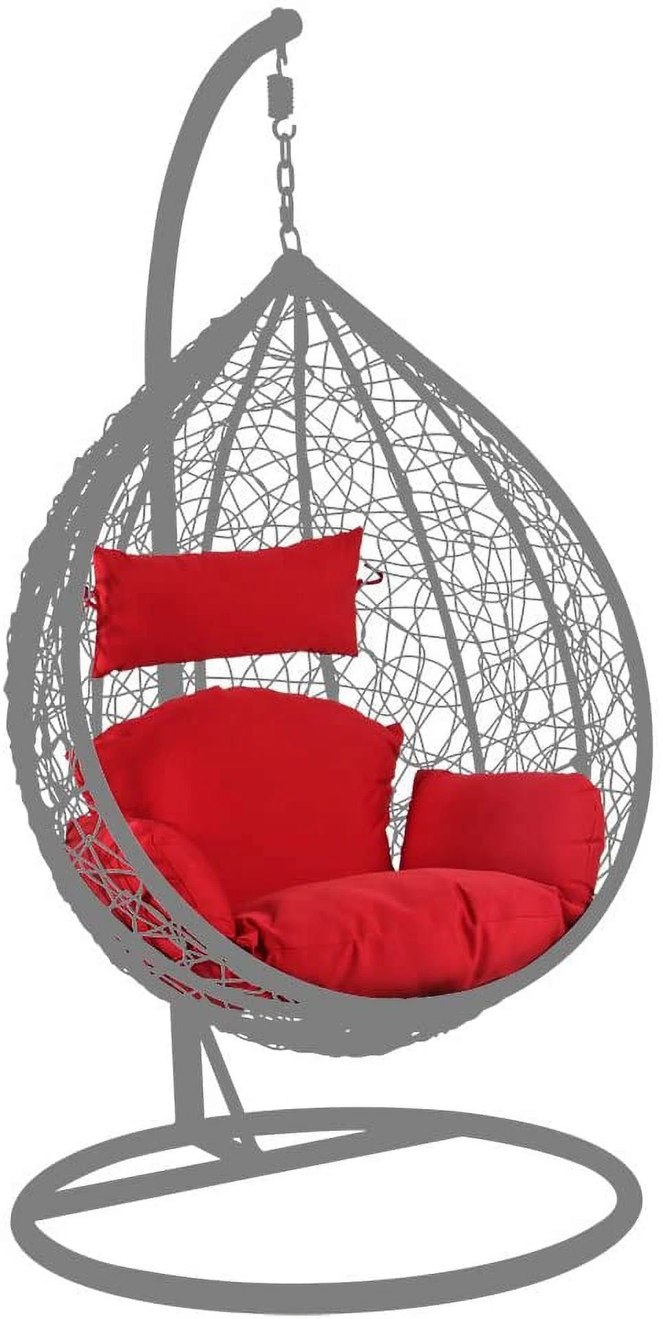 Island Gale® Hanging Chair Deep Seat Cushion Set Included Headrest and Armrest - Outdoor Porch Backyard Patio Hammock Swing Furniture Replacement Cushions (Red)