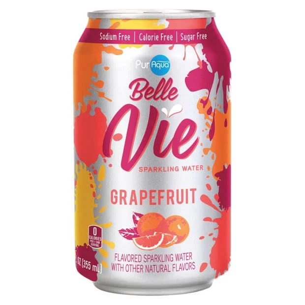 PurAqua Grapefruit Belle Vie Sparkling Flavored Water - 12 pack, 12 fl oz
