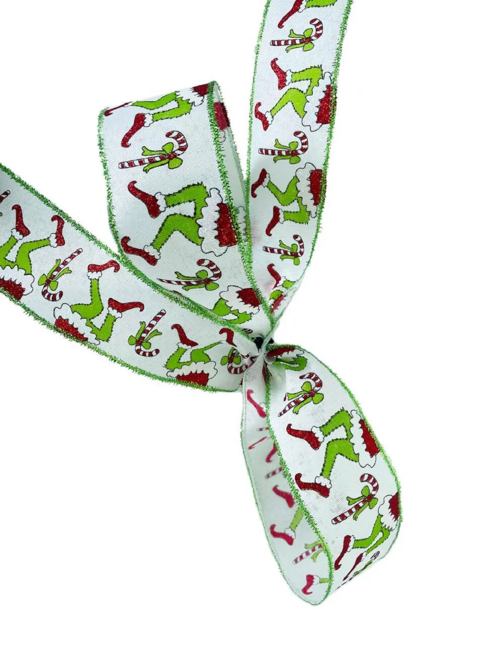 Jascotina Ribbon Grinch Legs Red White Lime 2.5