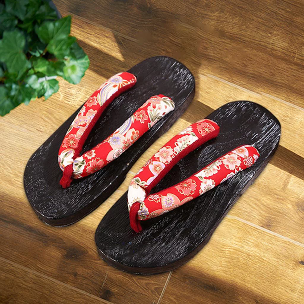 Traditional Japanese Style Wooden Clogs Shoes indoor and outdoor Sandals Flops for Men Women 41