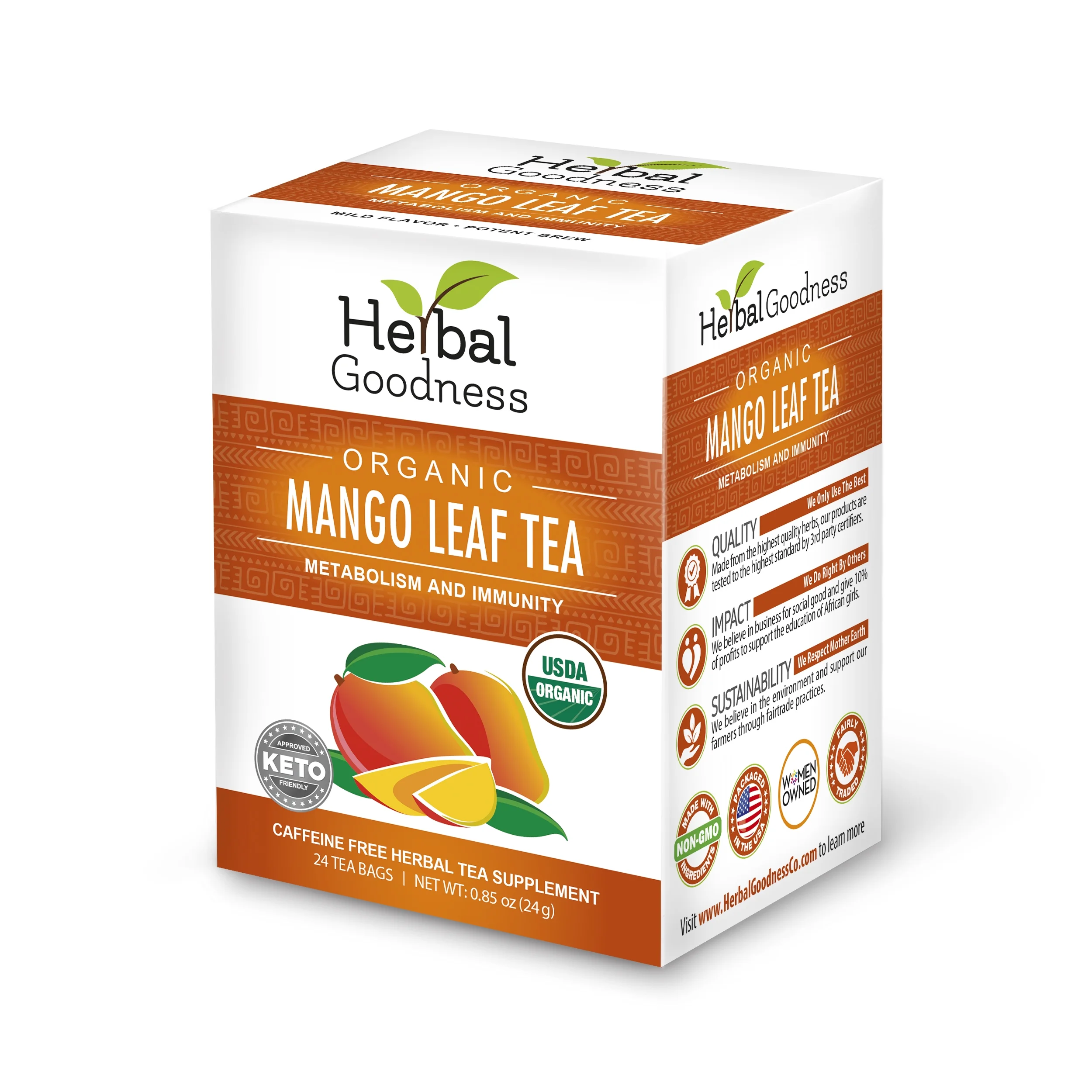 Mango Leaf Tea -  Immune System Support, Rich in Antioxidants, Skin Health, Digestive Health, Versatility - Organic, Natural - Tea bags - Herbal Goodness