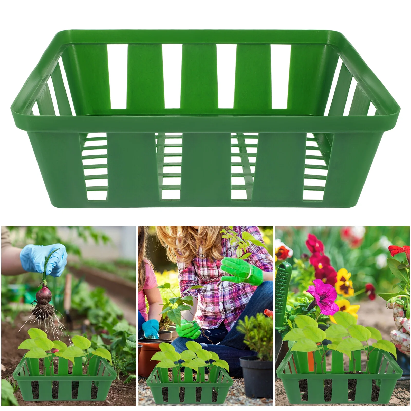 Jibingyi 3pcs Plastic Plant Baskets Planter Nursery Baskets Small Plastic Nursery Baskets