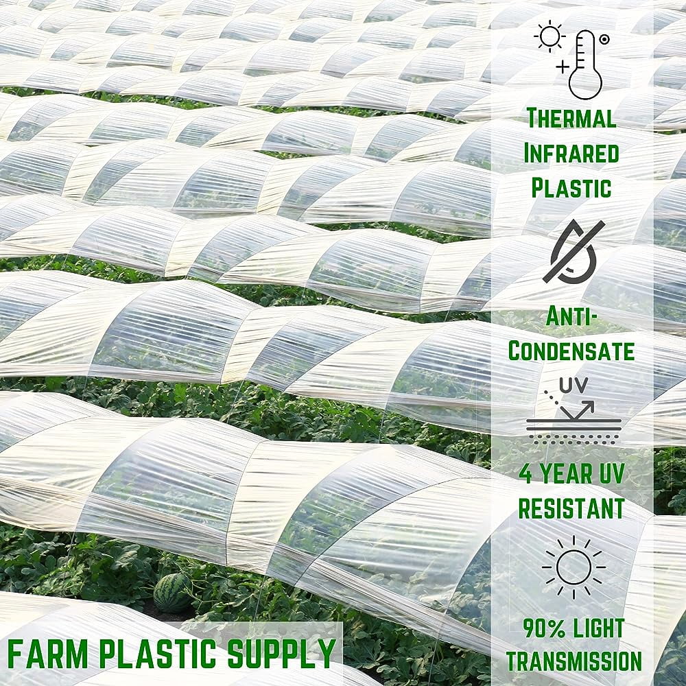 - Clear IRAC Greenhouse Plastic Sheeting - 6 Mil - (20' X 10') - 4 Year UV Resistant Infrared Anti-Condensate Green House Covering Thermal Greenhouse Plastic 6 Mil