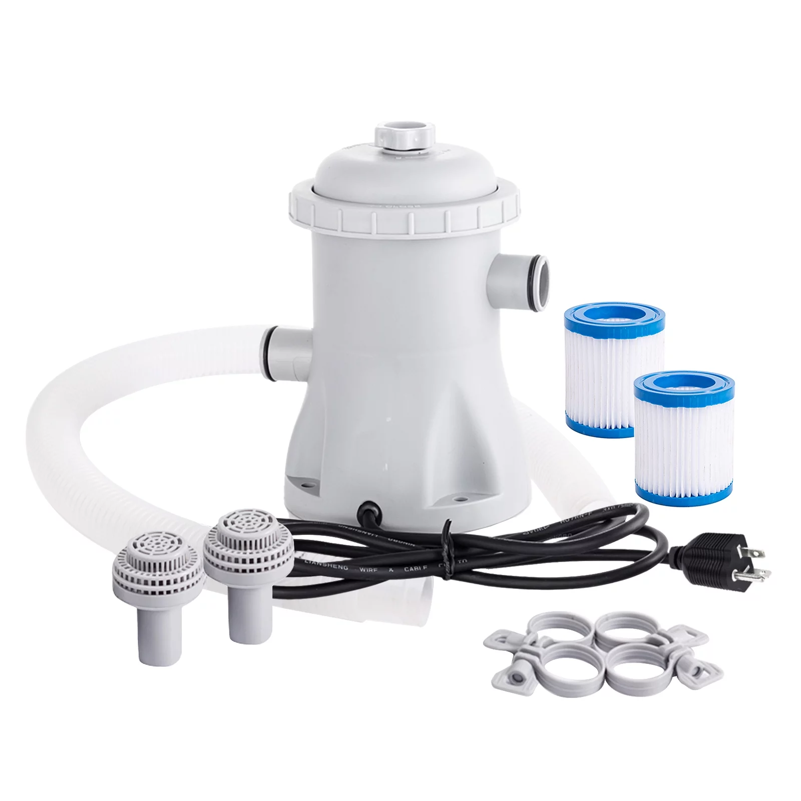 Walmeck Pool Filter Pump 330 GPH Paddling Pool Electric Water Pump With 2 Pool Filter Cartridge Pool Pumps Above Ground Small Pool Filter Pump