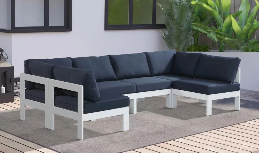 Outdoor Navy Aluminum Modular 6-Seats Sectional Meridian Furniture Nizuc