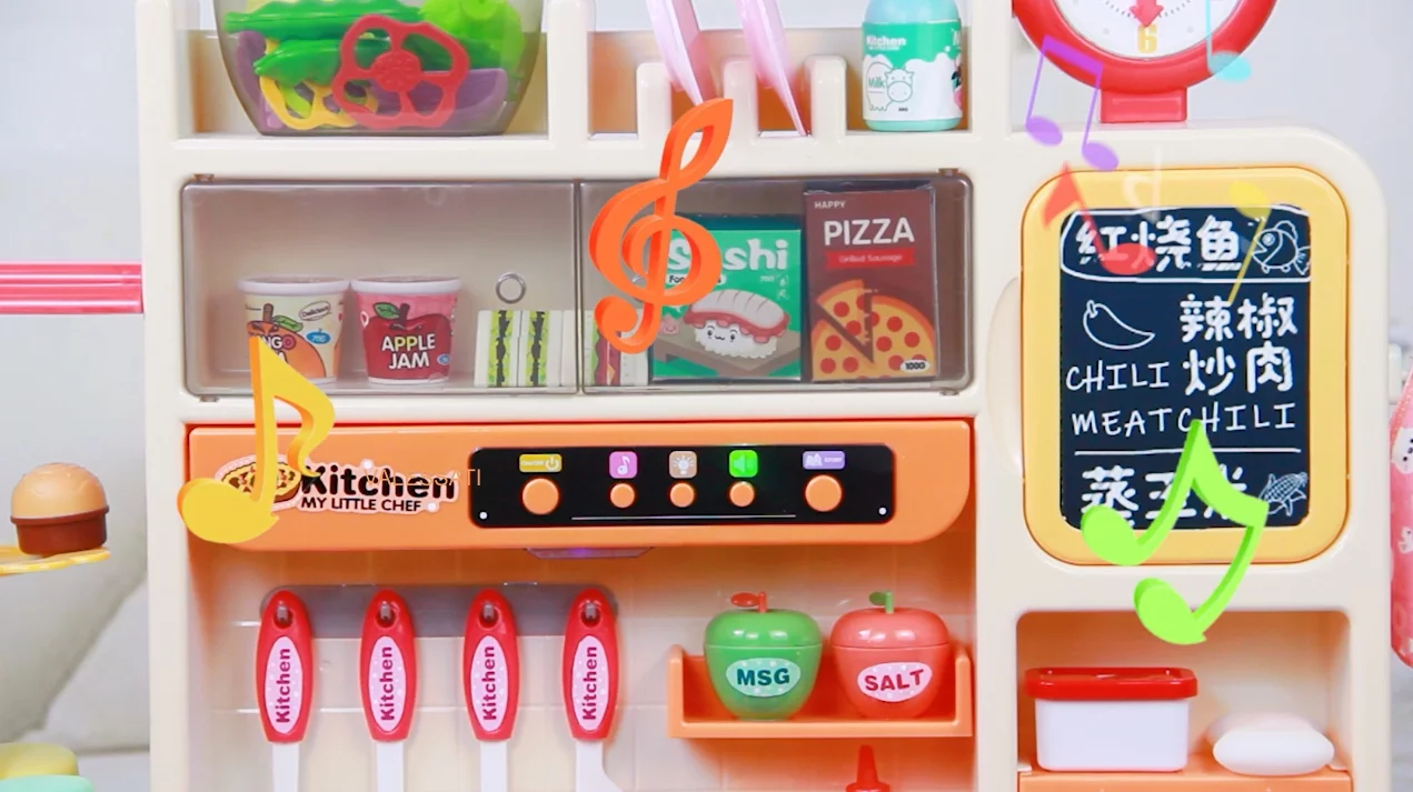 Kitchen Set for Kids 87 Pcs Gray, Big Modern Kitchen Set for Toddlers VALESSATI +3 Years