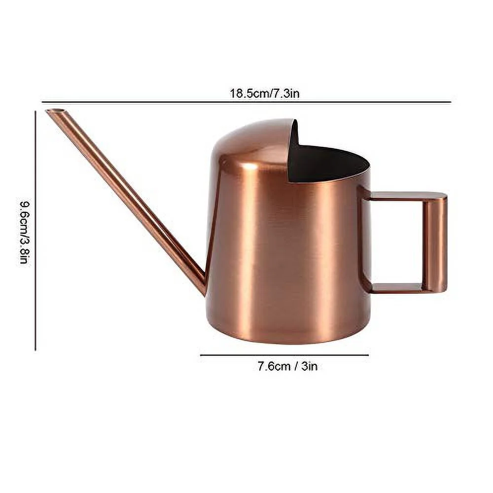 Stainless Steel Watering Can for Indoor Plants 10 Oz Small Watering Can with Long Spout for House Plants Decorative Rose Gold Metal Mini Watering Pot for Bonsai Succulent Gardening Tools
