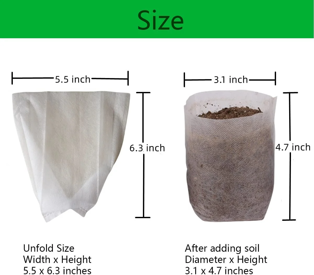 NAMZI Plant Nursery Bags 5.5 * 6.3inches 400PCS, Non-Woven Biodegradable Plant Grow Bags Fabric Seedling Starter Bags for Vegetable Flower Fruit Saplings Tree
