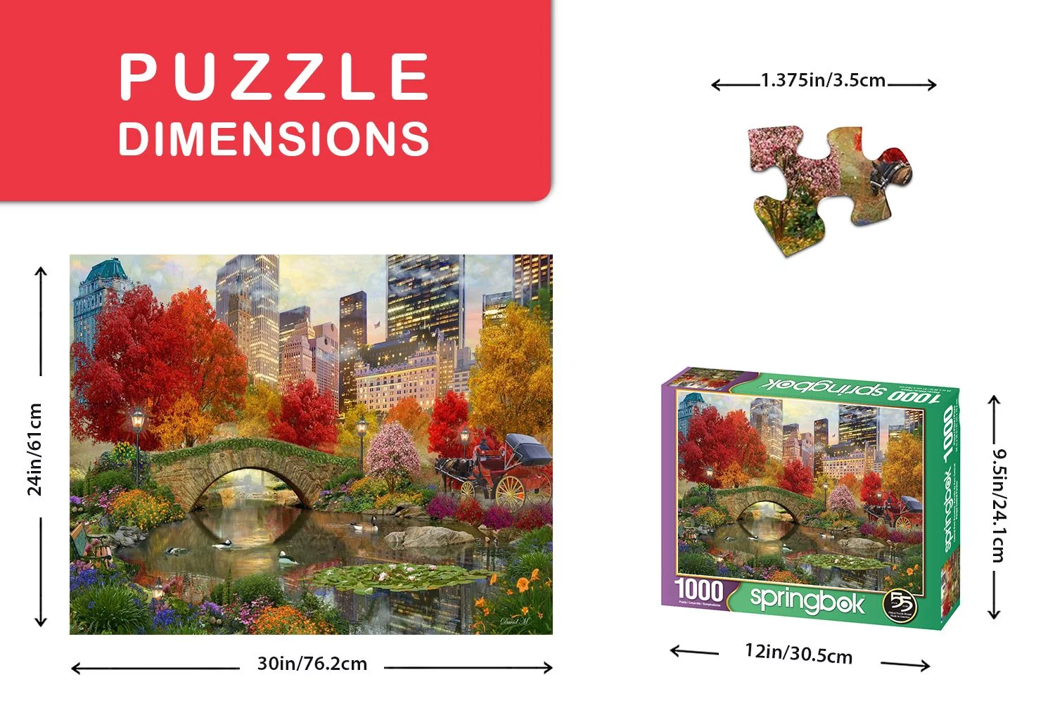 Springbok's 1000 Piece Jigsaw Puzzle Central Park Paradise - Made in USA