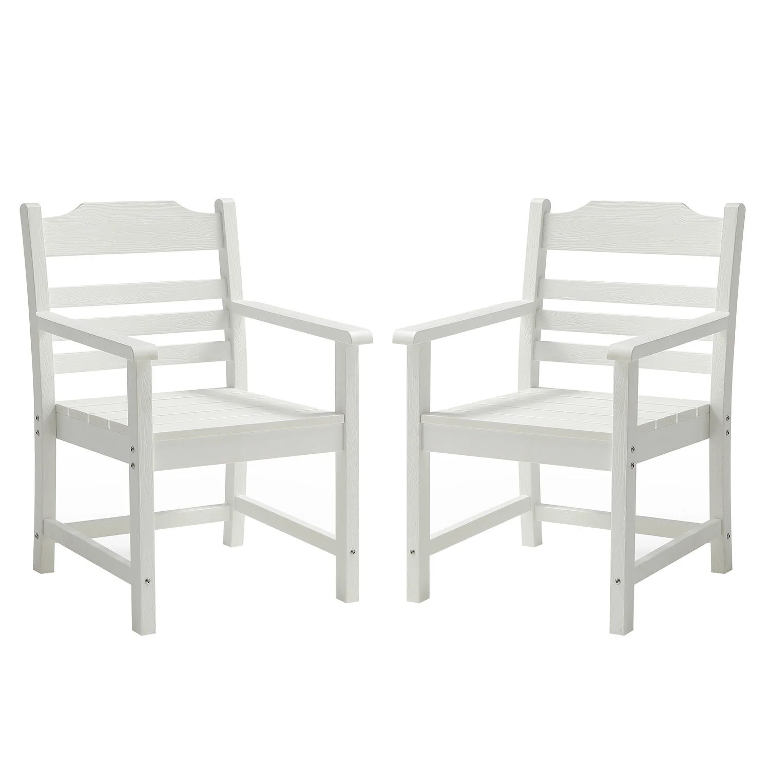 Outdoor Dining Chairs Set of 2 in White Wood Texture - 72.4 - Enjoy comfort and durability with our Patio Dining Chair Set!