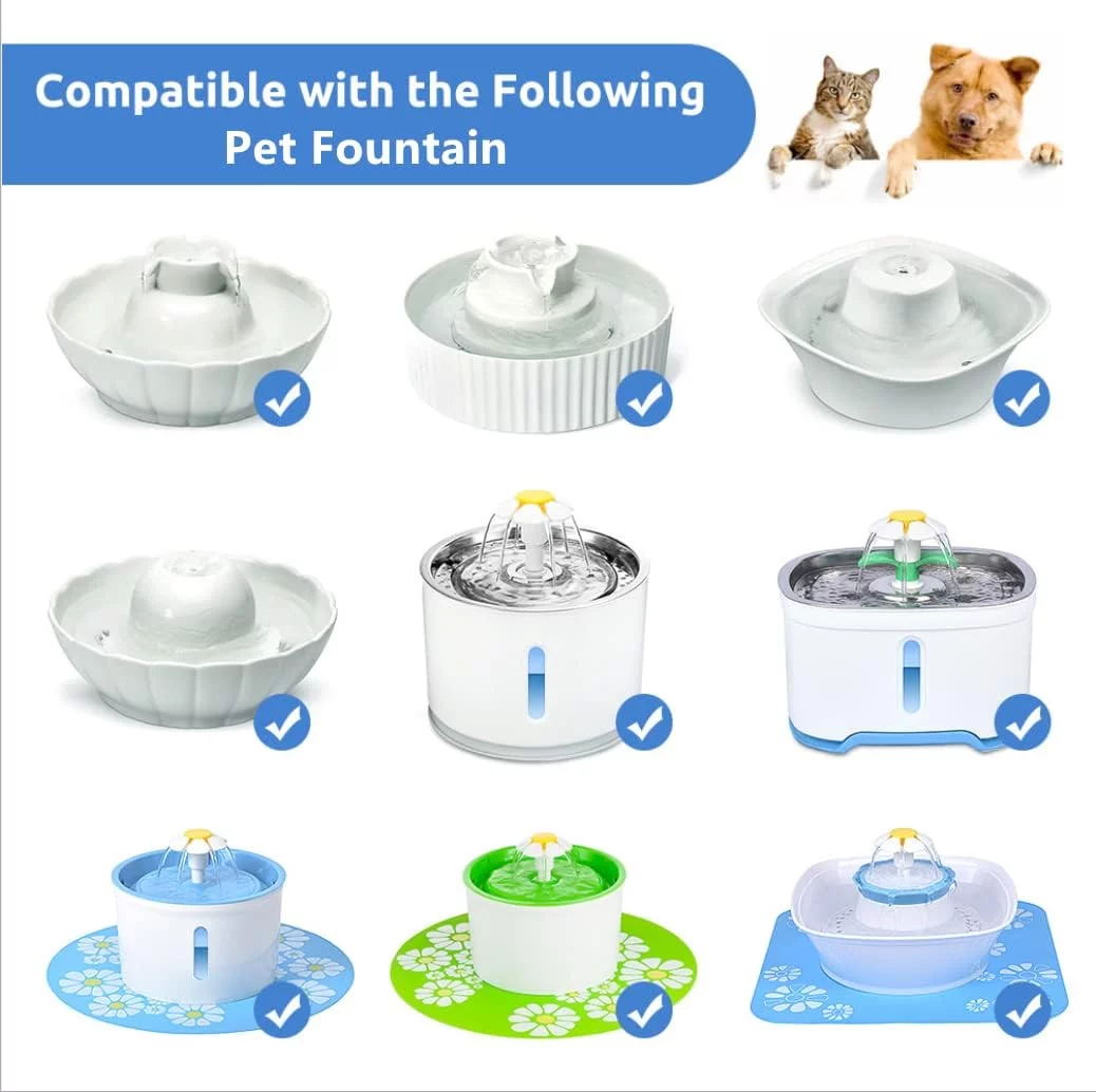 Cat Water Fountain Pump, Pet Fountain Replacement Pump Motor for Round, Cubic, Flower Cap, Ceramic, Stainless Steel Cat Water Dispenser (USB Plug+LED Light)