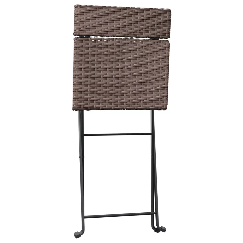 Walmeck 3 Piece Folding Bistro Set Brown Poly Rattan
