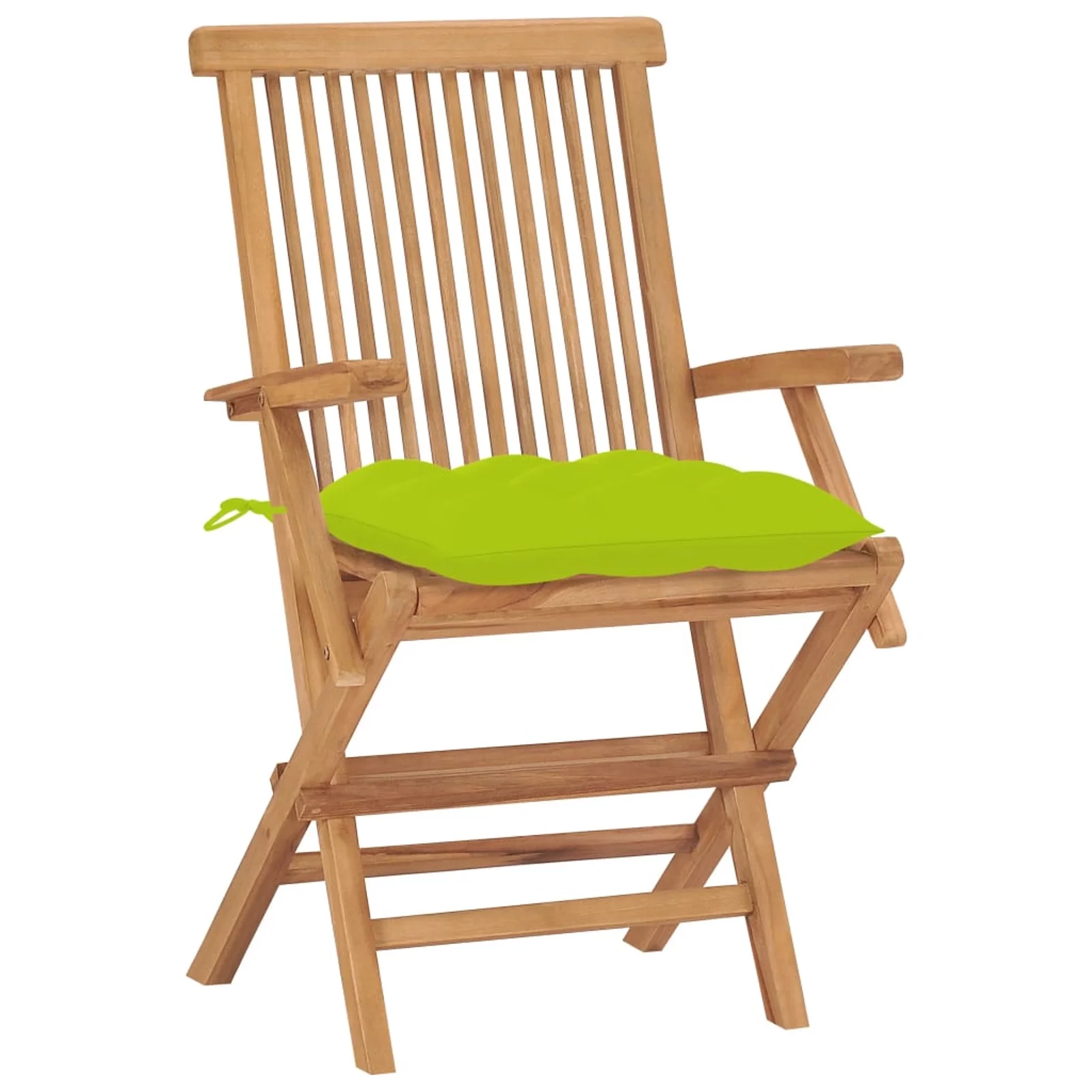 ikayaa Patio Chairs with Bright Green Cushions 2 pcs Solid Teak Wood