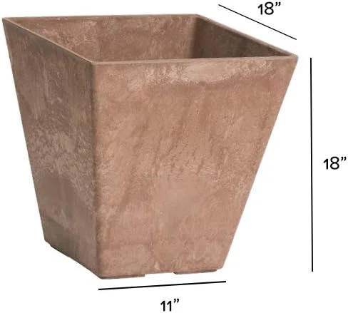 Ella Square Planter, 18-inch, Rust