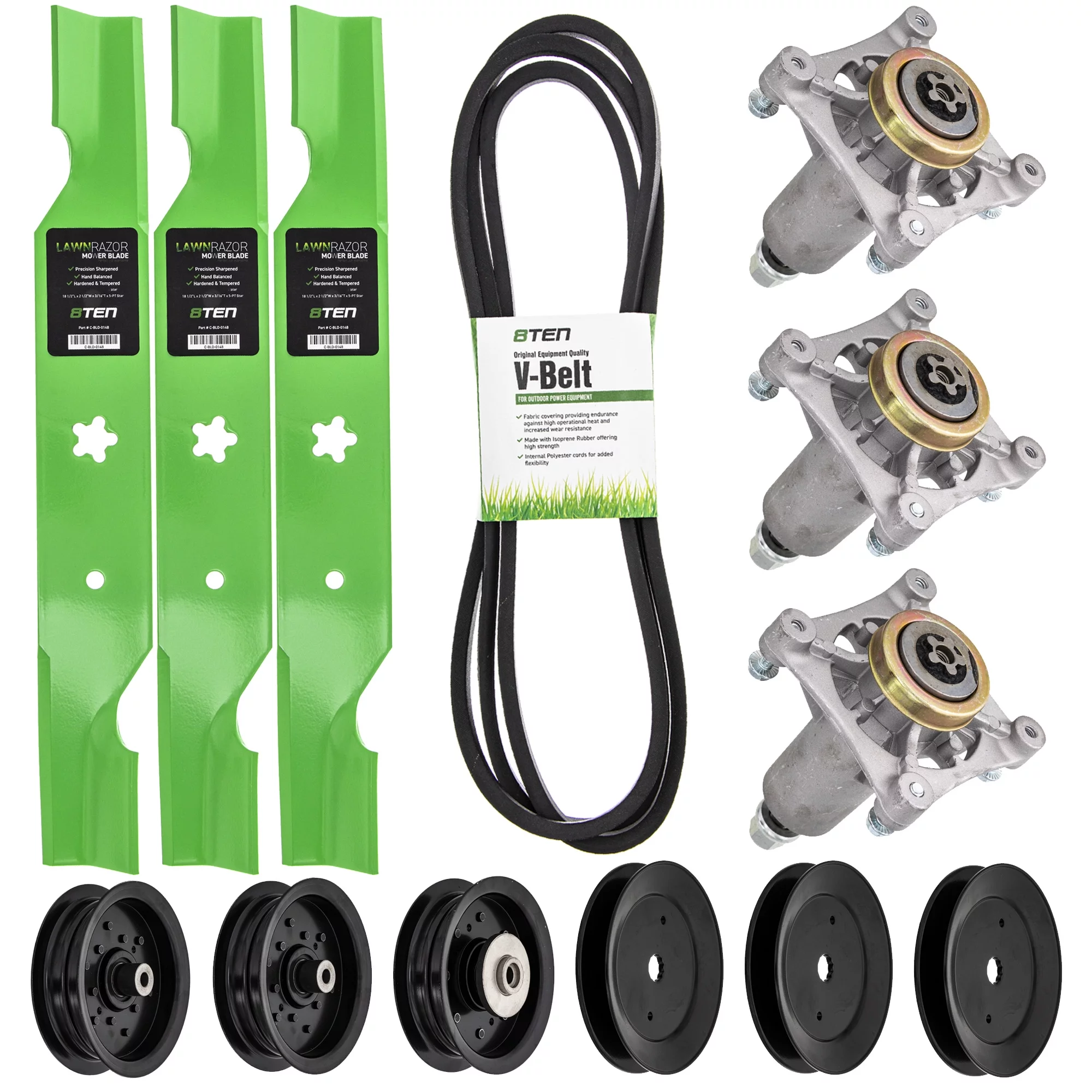 8TEN Blade Spindle Pulley Belt Idler Kit for Husqvarna 532187281 54-inch MK1009878