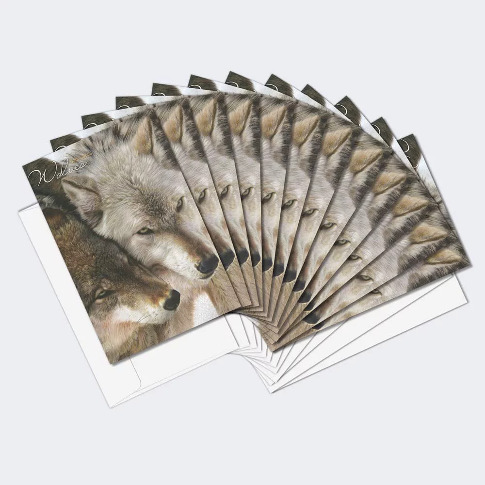 Tree-Free Greetings Wolf Pair Boxed ECOnotes Blank Note Cards-FS66913